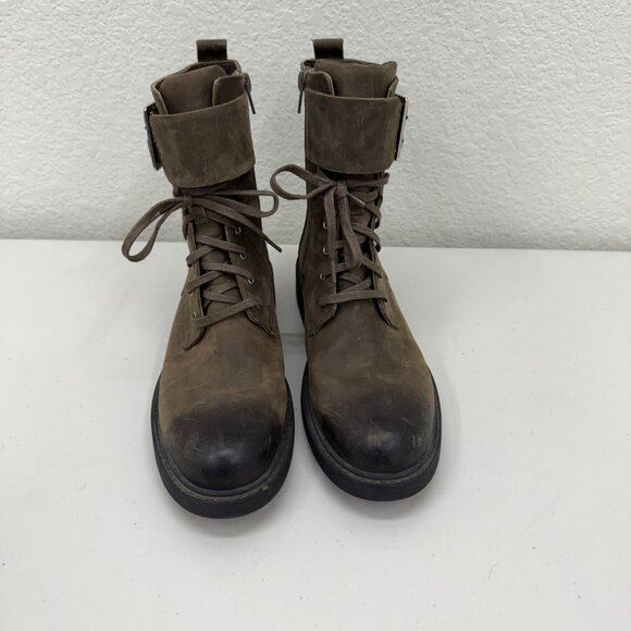 Clarks Orinoco 2 Lace Dark Olive Leather Side Zip Boots Shoes Womens size 8.5 M - Picture 2 of 9